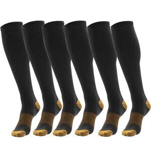 Men's Copper Compression Socks (3 Pairs, Black) 20-30 mmhg size 10-13